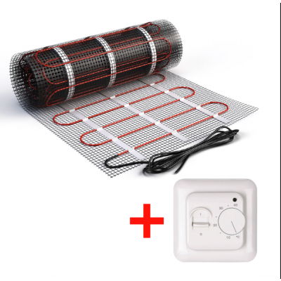 Изображение №1 - Теплый пол нагревательный мат (9 кв.м.) + механический терморегулятор